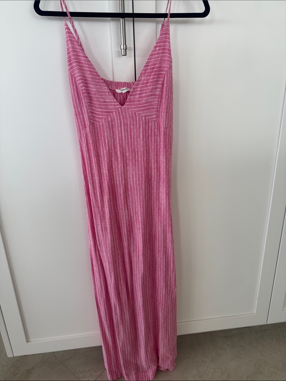 Splendid Pink and White Striped Maxi Slip Dress